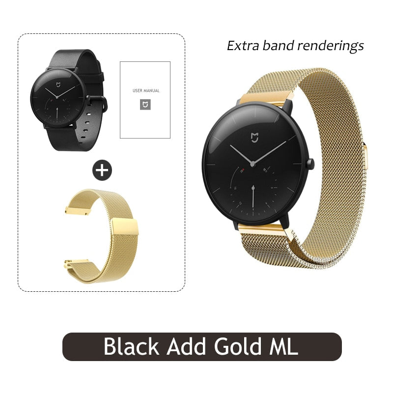 Xiaomi Mijia Quartz Smartwatch 3ATM Water Resistant Pedometer Stainless Steel Case Intelligent Vibration Waterproof Watch Gift