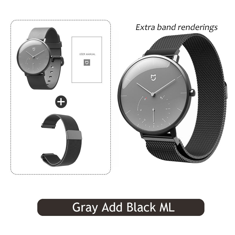 Xiaomi Mijia Quartz Smartwatch 3ATM Water Resistant Pedometer Stainless Steel Case Intelligent Vibration Waterproof Watch Gift