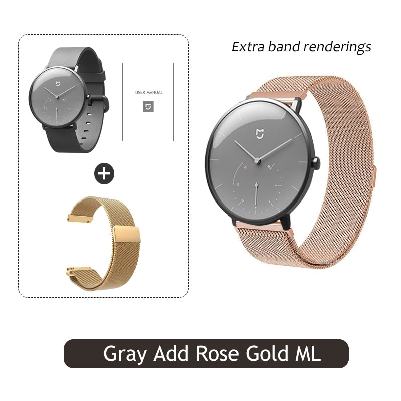 Xiaomi Mijia Quartz Smartwatch 3ATM Water Resistant Pedometer Stainless Steel Case Intelligent Vibration Waterproof Watch Gift