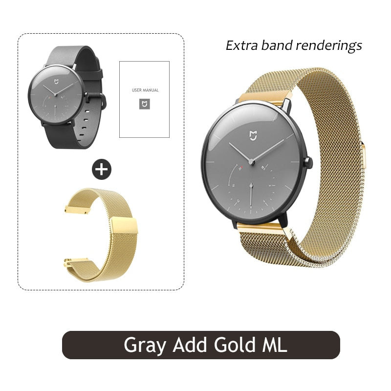 Xiaomi Mijia Quartz Smartwatch 3ATM Water Resistant Pedometer Stainless Steel Case Intelligent Vibration Waterproof Watch Gift