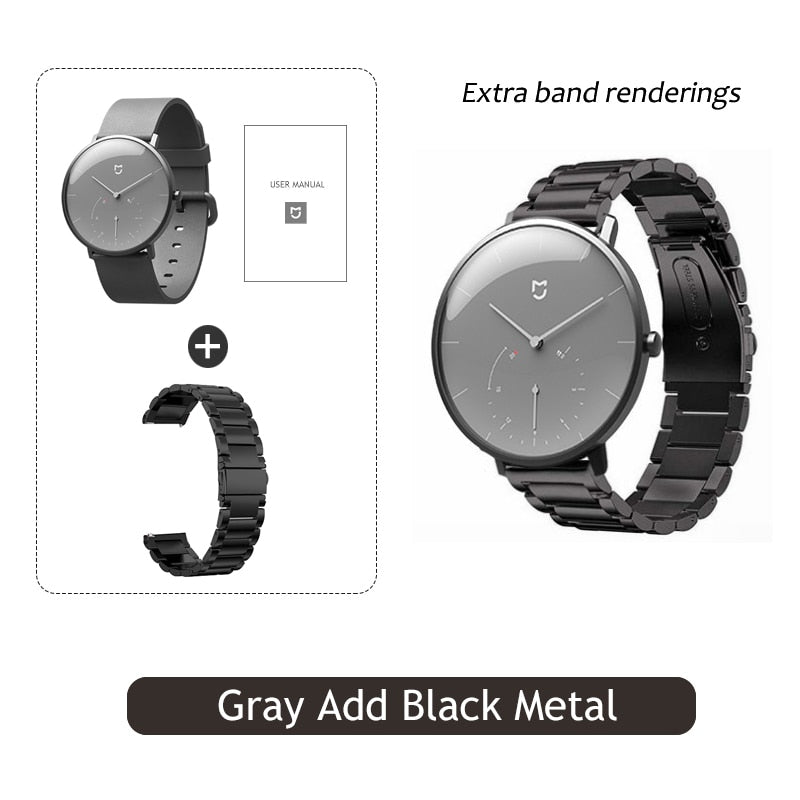 Xiaomi Mijia Quartz Smartwatch 3ATM Water Resistant Pedometer Stainless Steel Case Intelligent Vibration Waterproof Watch Gift