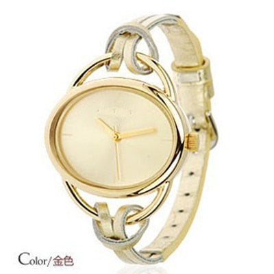 Shsby New leather strap watch women dress quartz watch hand-knitted oval watch ladies Bracelet watch gold student watches gift