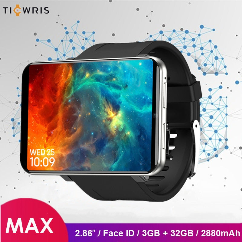 Ticwris Max 4G Watch Phone 2.86 inch Face ID 2880mAh 3GB RAM 32GB ROM IP67 Waterproof Android Smart Watch 8.0MP for iOS Android